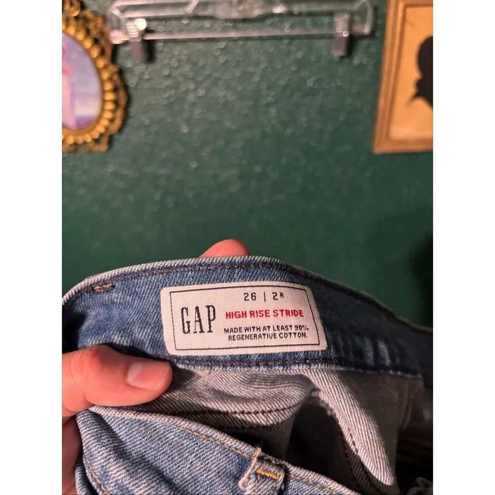 GAP WASHED BLUE HIGH RISE STRIDE TWO TONE FLARED LEG Jeans Womens 26/2 Denim Boh